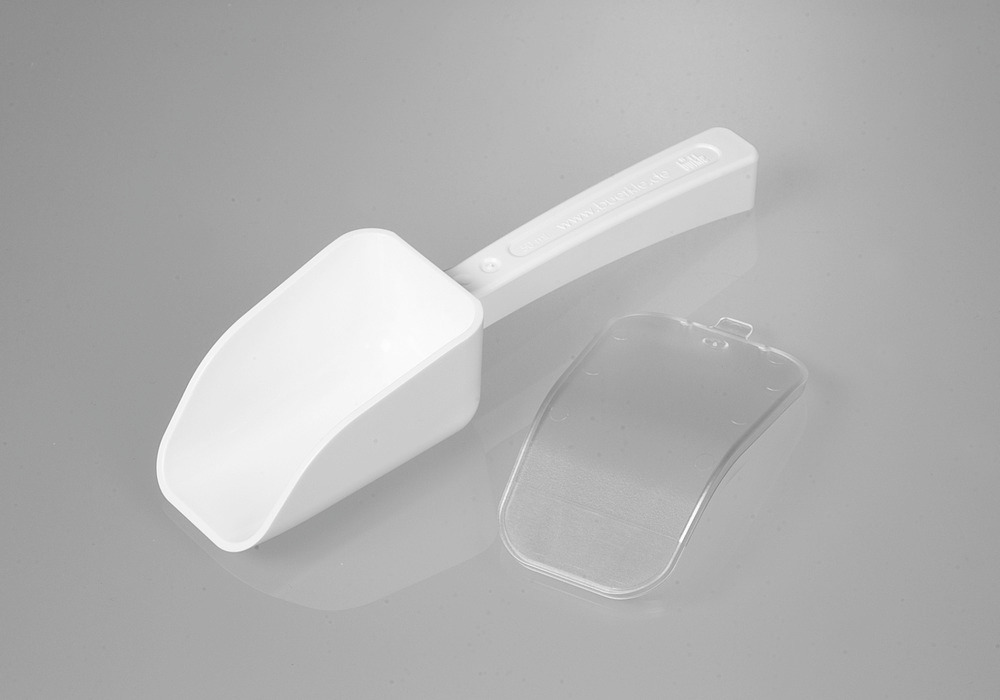 Måleske SteriPlast PS hvid, med låg, indhold 50 ml, enkteltvis pakket/steril, 10 stk. - 2