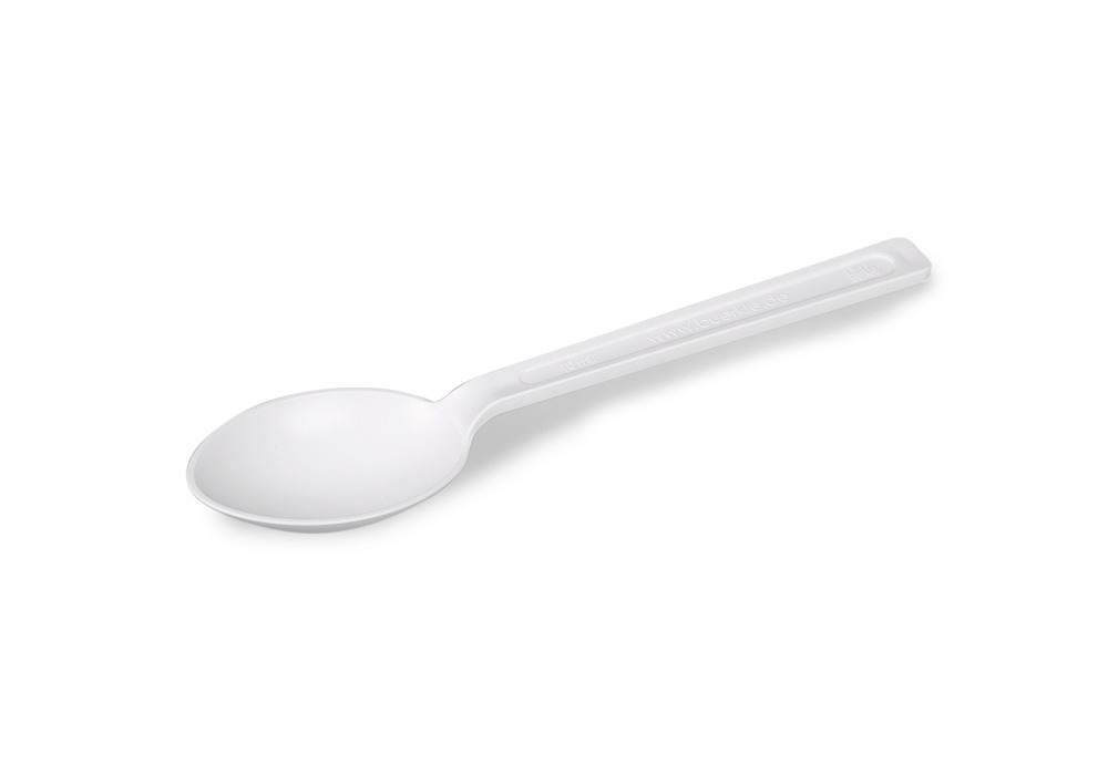 Sample spoon LaboPlast PS white, length 170 mm, holds 10 ml, individually packed, pack of 100 - 1