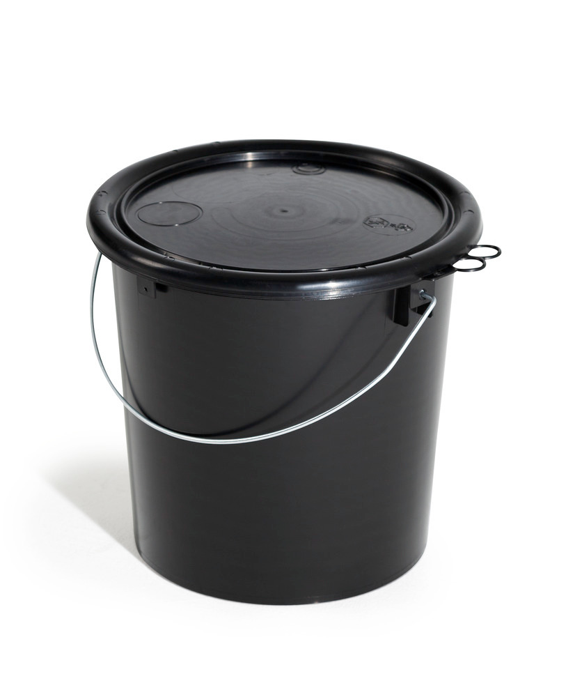 UN kbelík z PP, objem 11 litrů, černý, vodivý, s víkem, BJ = 5 kusů