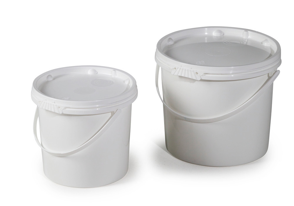 UN kbelík z PP, objem 11 litrů, bílý s víkem a plastovým madlem, BJ = 10 kusů - 3