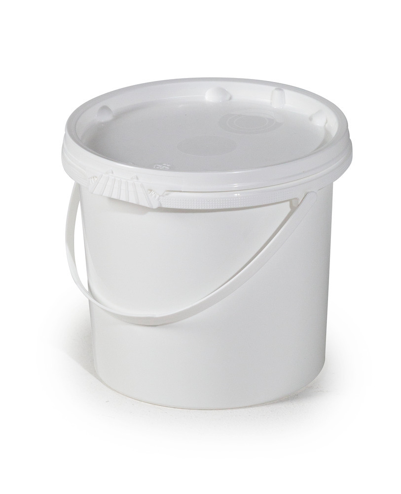 UN kbelík z PP, objem 5,5 litrů, bílý s víkem a plastovým madlem, BJ = 10 kusů - 1