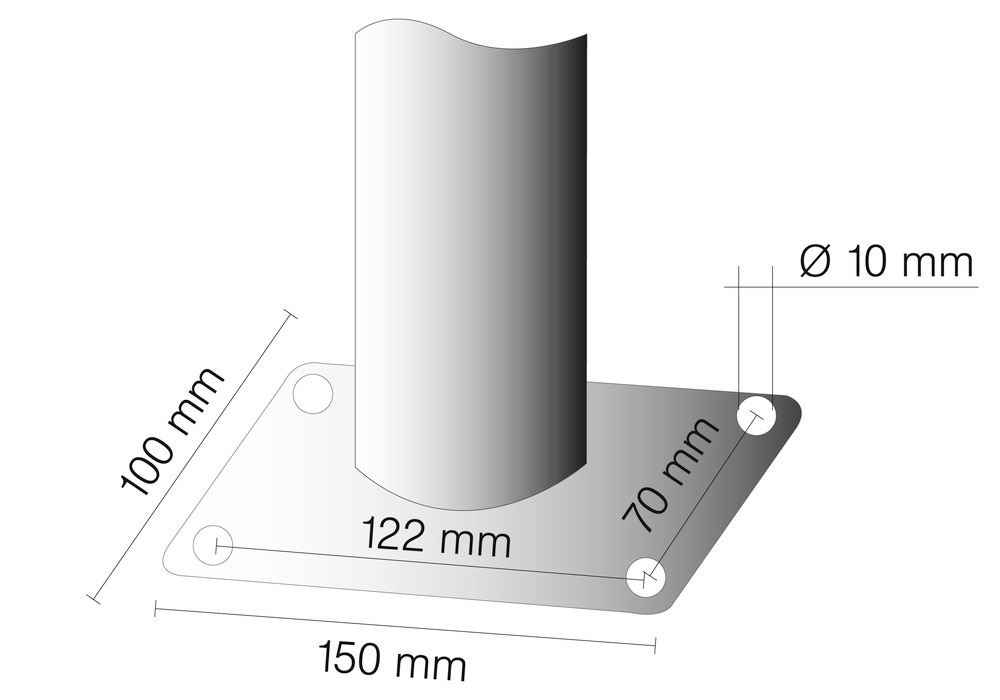 Stĺpik ochranného zábradlia, stredný diel, Ø 48 mm, žlto-čierny, výška 1000 mm, na priskrutkovanie - 2