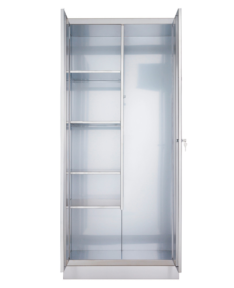 Stainless steel cleaning product cabinet with short centre wall, W 600, D 500m, H 1800 mm - 2