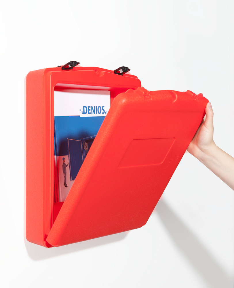 Caja para documentos en plástico (PE) rojo, apertura delantera - 1