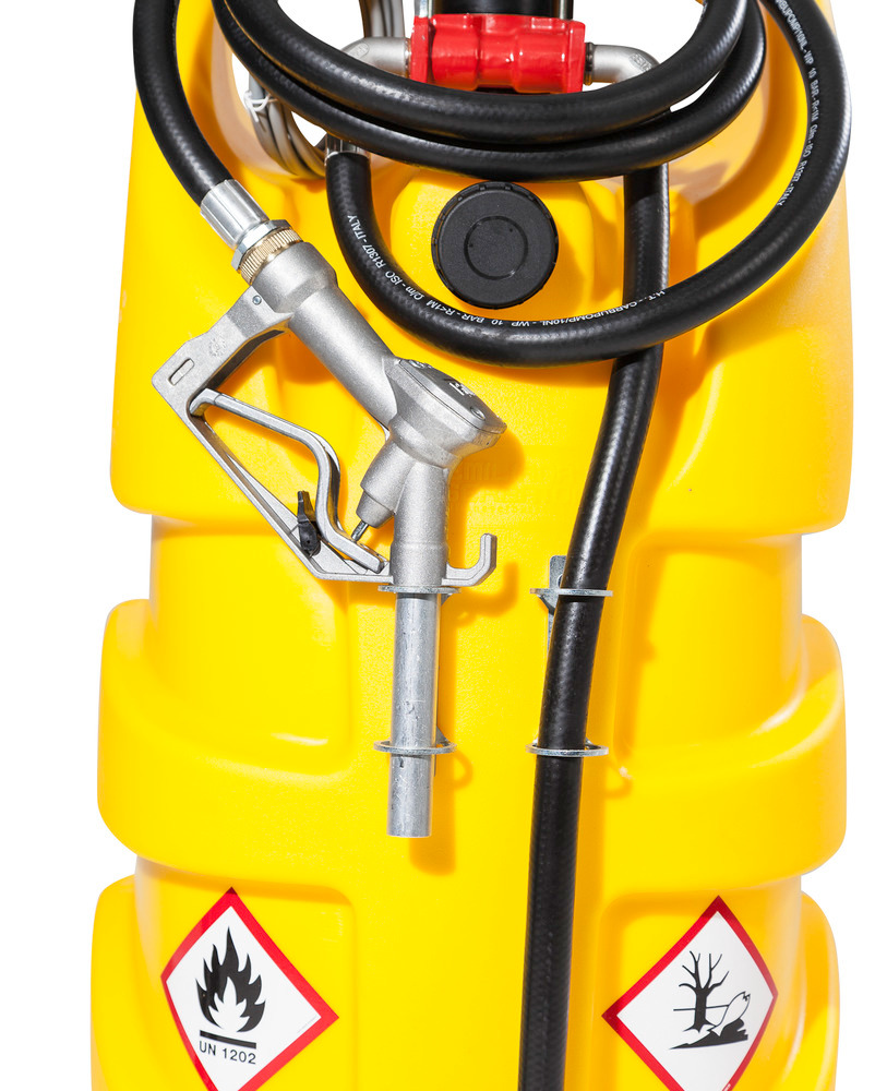 Depósito portátil tipo caddy para diesel, volumen de 110l, bomba eléctrica de 24V, amarillo - 6