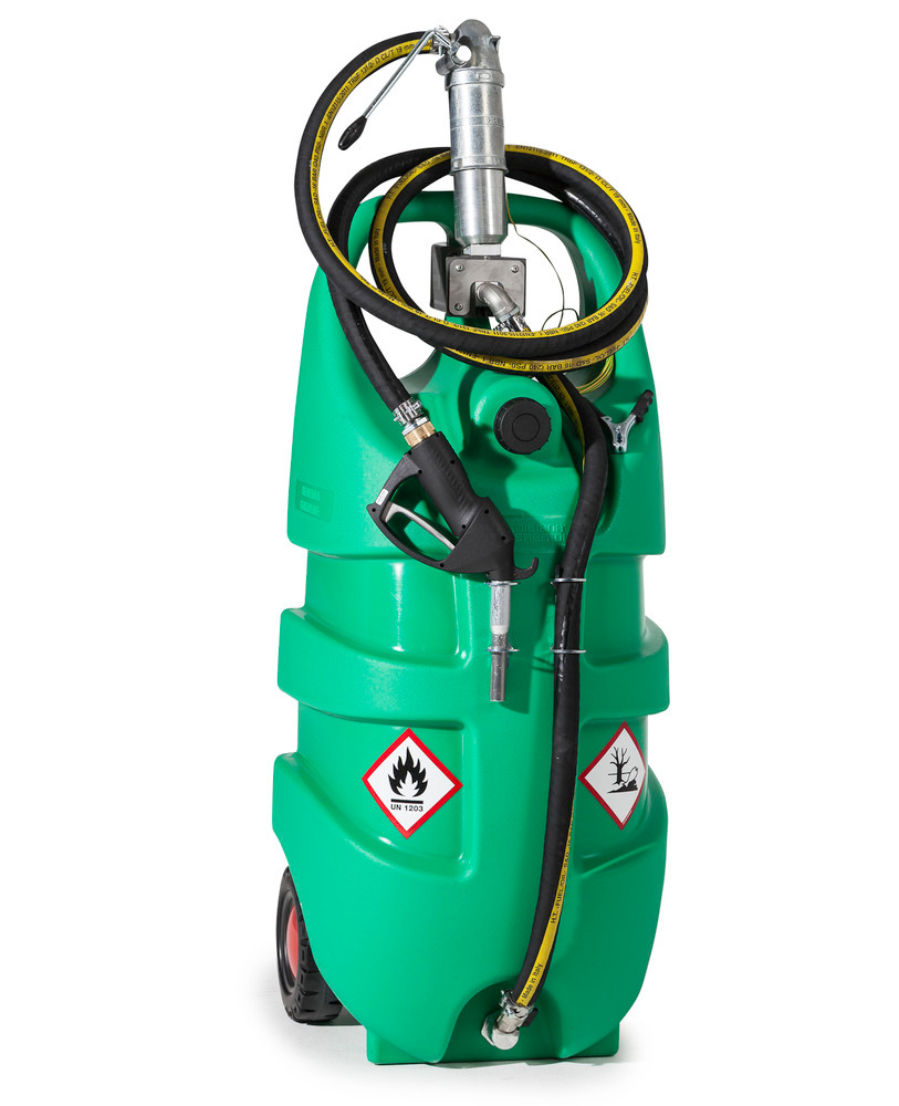 Depósito portátil para gasolina, volume de 110l, bomba manual, verde: “caddy” - 1