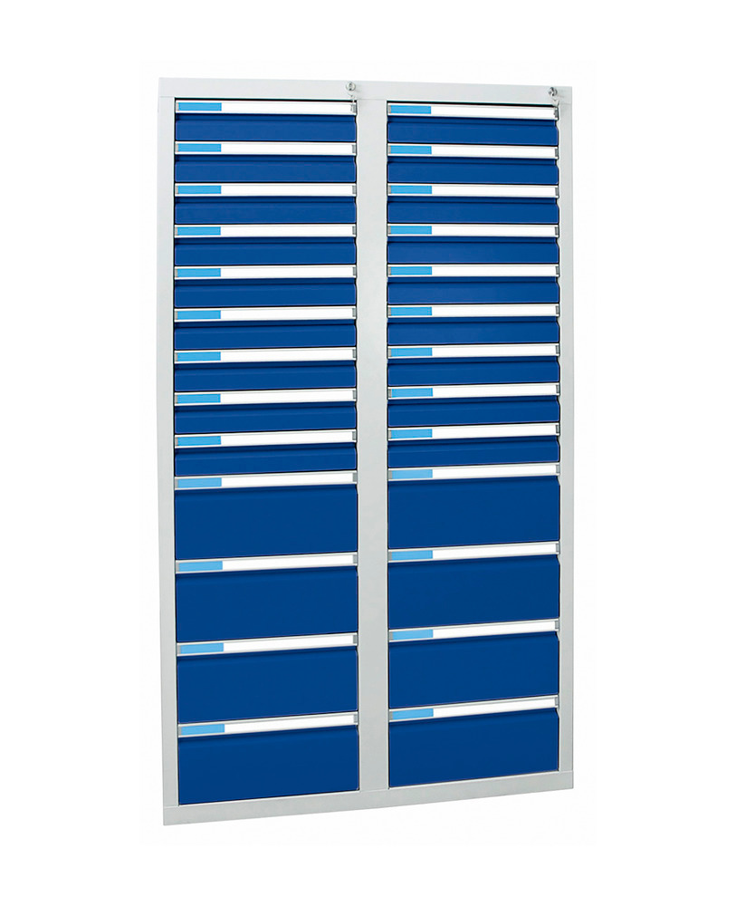 Drawer cabinet Esta with 26 drawers, grey/blue, W 1000 mm, H 1800 mm - 2