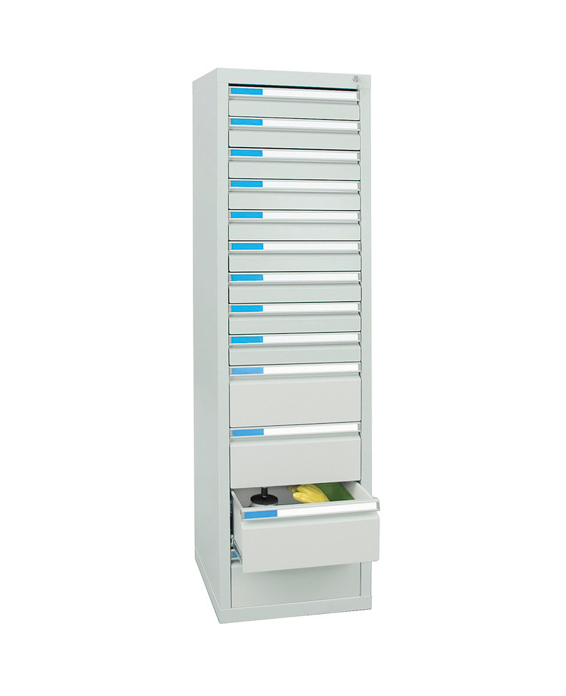 Drawer cabinet Esta with 13 drawers, grey, W 500 mm, H 1800 mm - 1