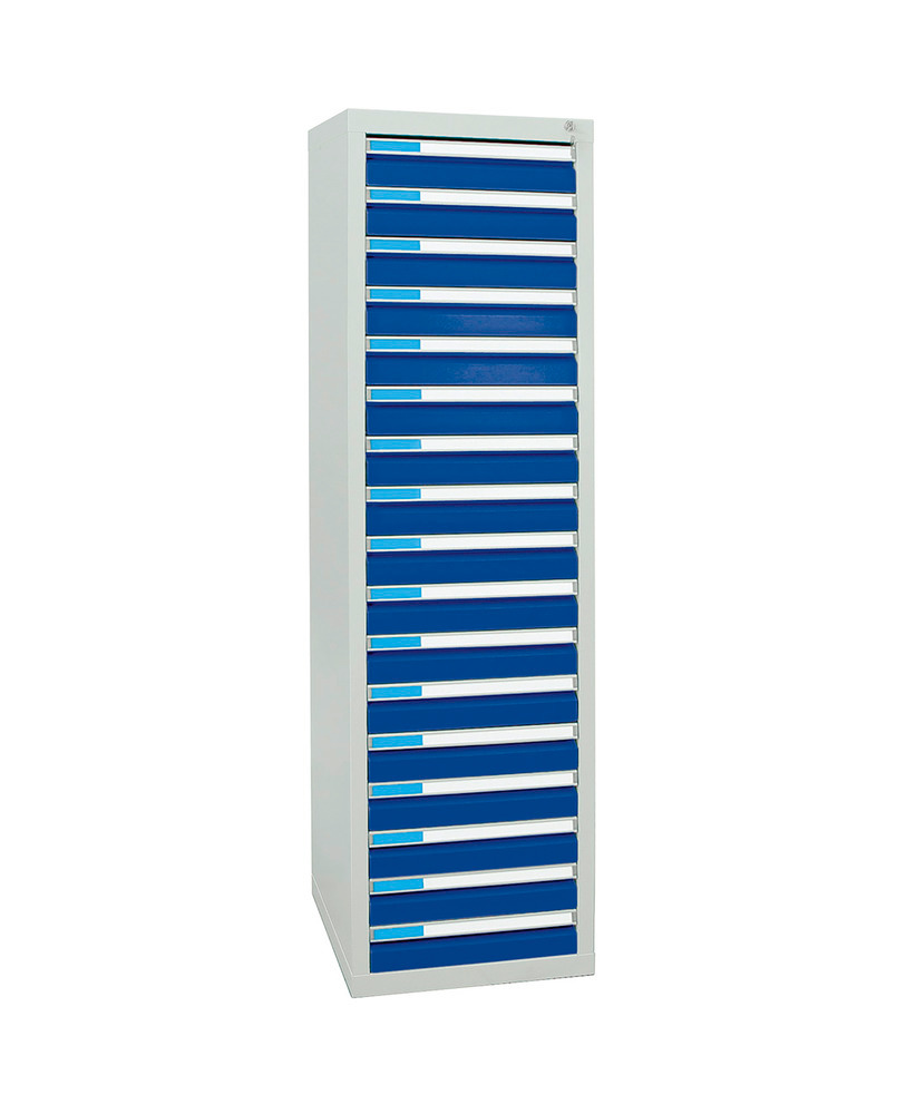 Schubladenschrank Esta mit 17 Schubladen, grau/blau, B 500 mm, H 1800 mm - 2