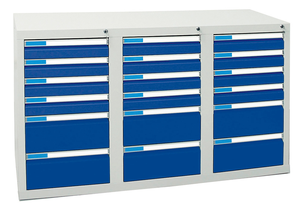 Schubladenschrank Esta mit 18 Schubladen, grau/blau, B 1000 mm, H 900 mm - 2