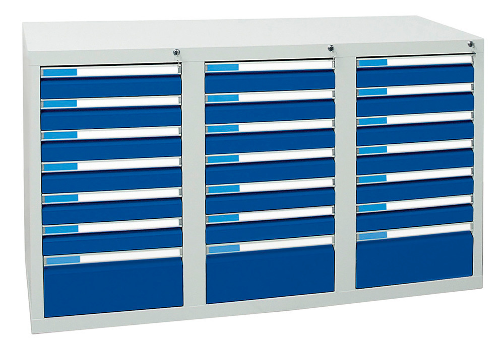Drawer cabinet Esta with 21 drawers, grey/blue, W 1000 mm, H 900 mm - 2