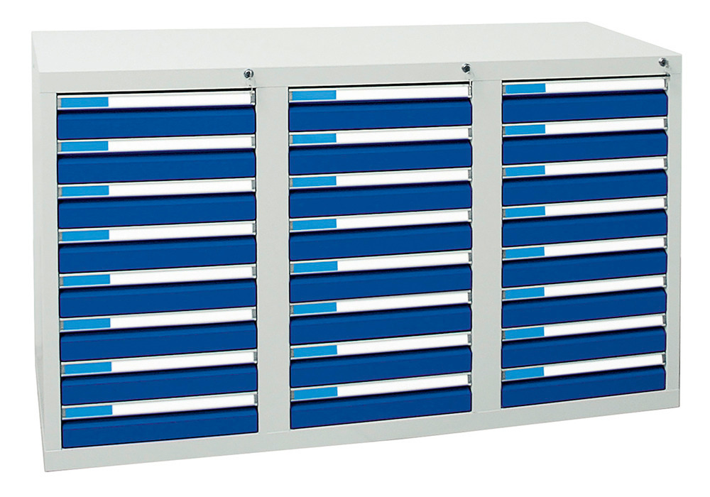 Laatikostokaappi Esta, jossa 24 vetolaatikkoa, harmaa/sininen, L 1000 mm, K 900 mm - 2