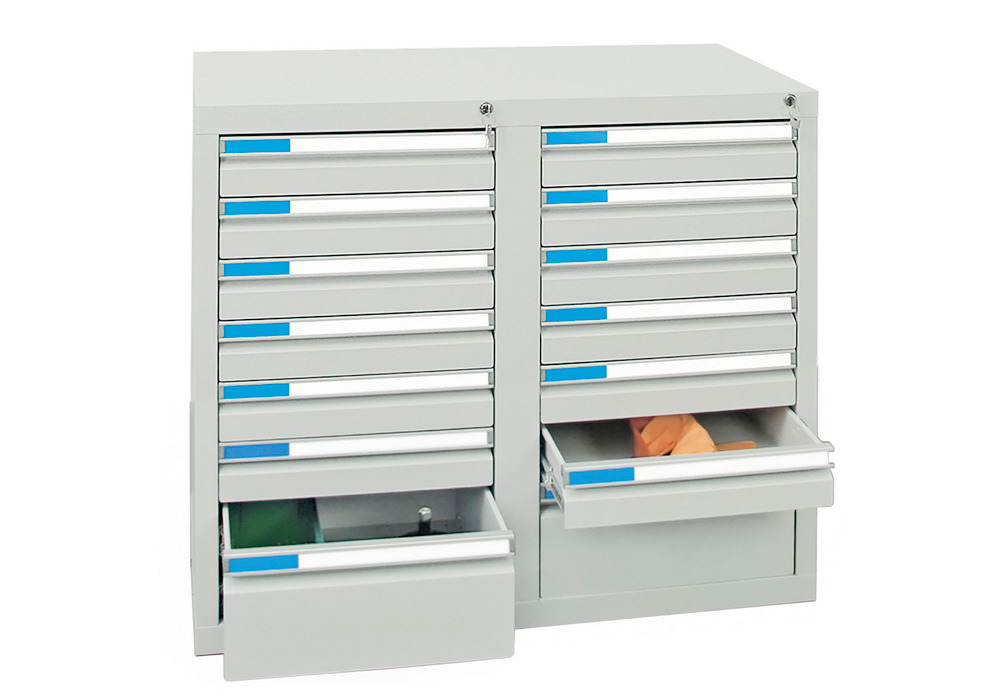Drawer cabinet Esta with 14 drawers, grey, W 1000 mm, H 900 mm - 1