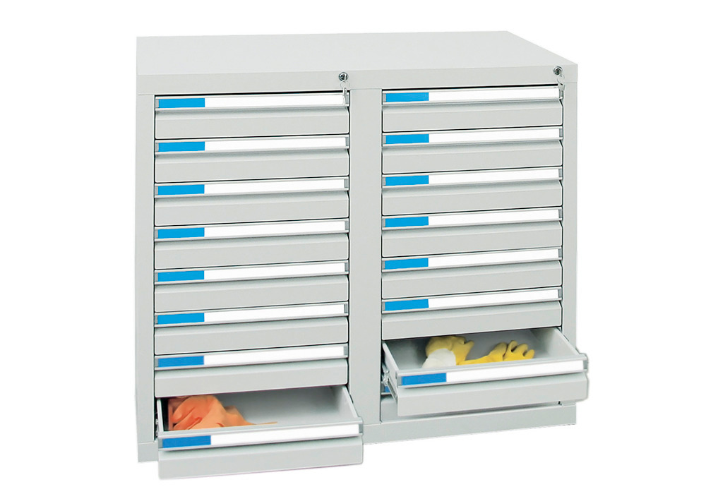 Drawer cabinet Esta with 16 drawers, grey, W 1000 mm, H 900 mm - 1