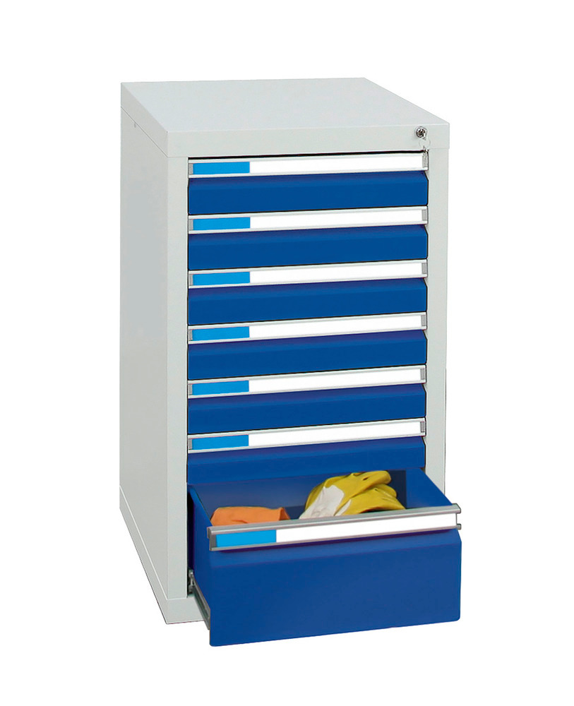 Armoire à tiroirs Esta, avec 7 tiroirs, gris/bleu, gris, L = 500 mm, H = 900 mm - 1