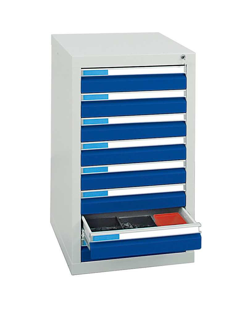Laatikostokaappi Esta, jossa 8 vetolaatikkoa, harmaa/sininen, harmaa L 500 mm, K 900 mm - 1