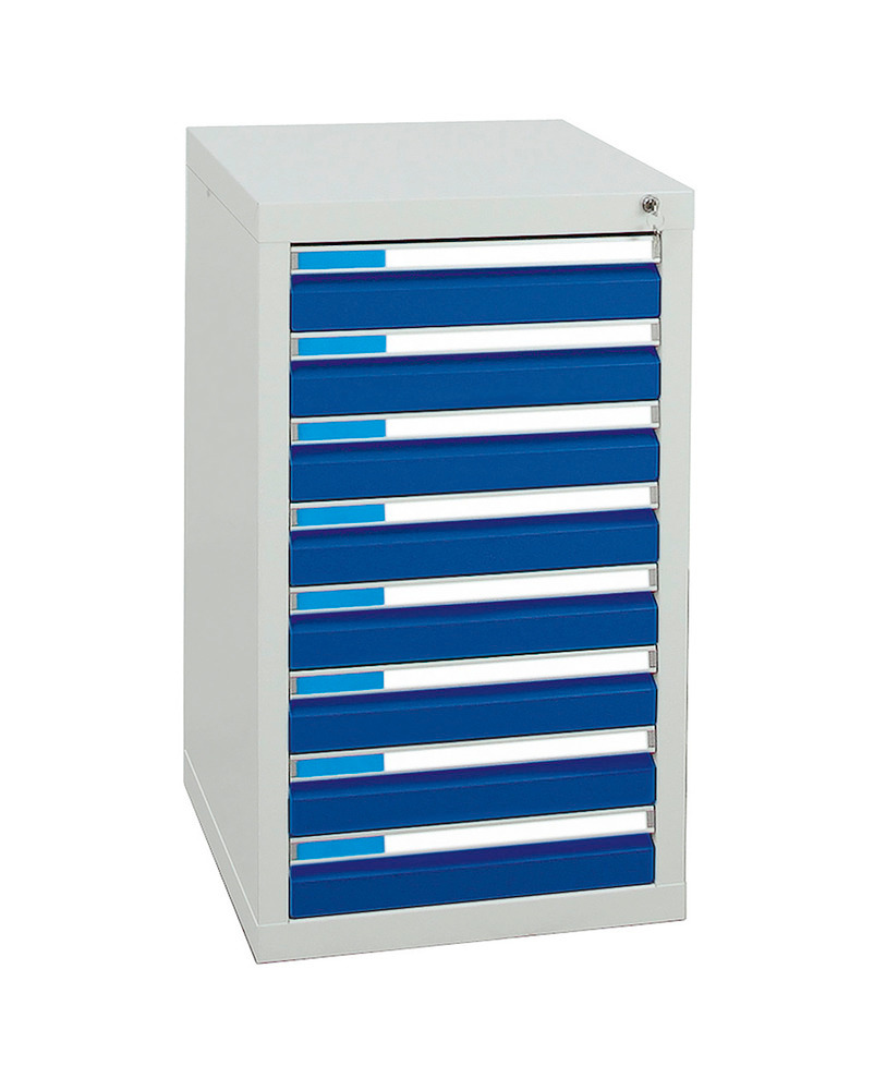 Laatikostokaappi Esta, jossa 8 vetolaatikkoa, harmaa/sininen, harmaa L 500 mm, K 900 mm - 2