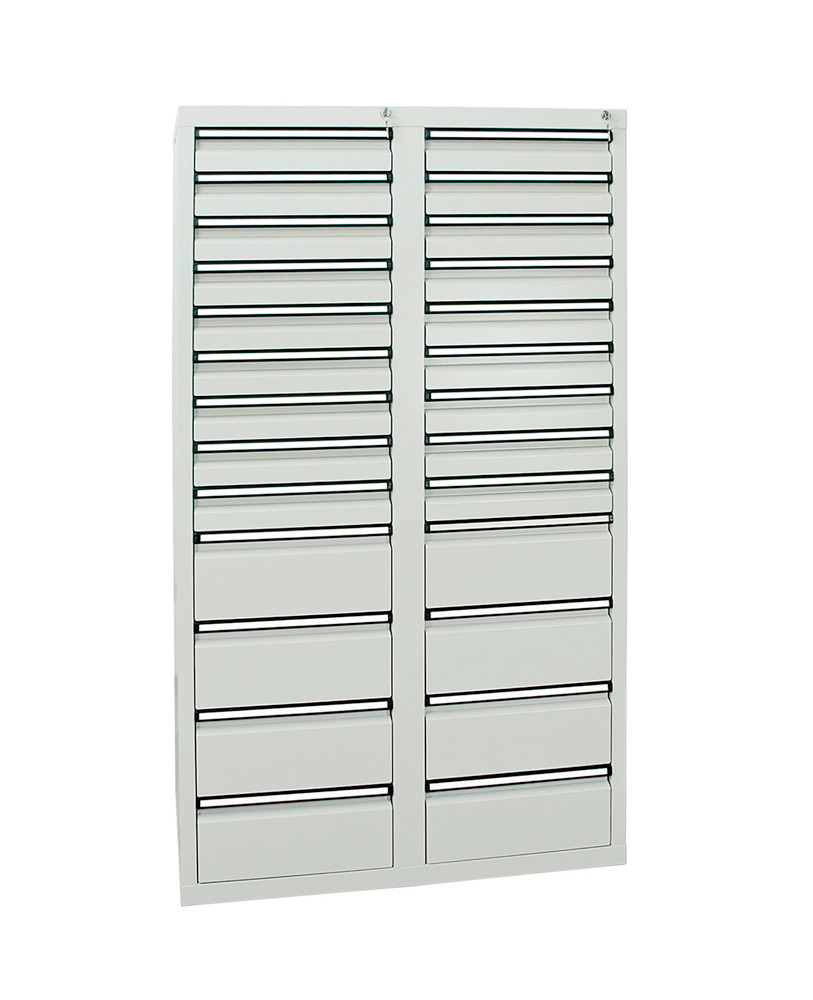 Drawer cabinet Model SDC 410, with 26 drawers, light grey, W 1000 mm, H 1800 mm - 1