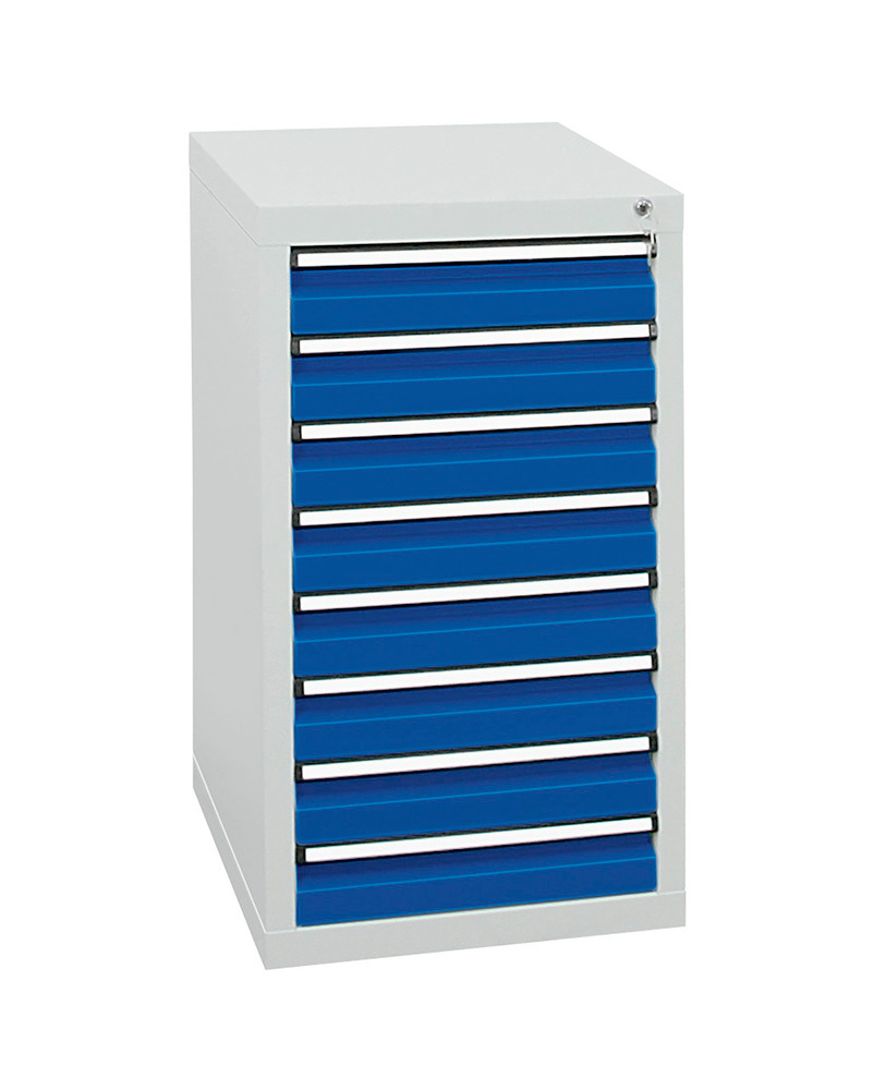 Drawer cabinet Model SDC 410, with 8 drawers, light grey/light blue, W 500 mm, H 900 mm - 1