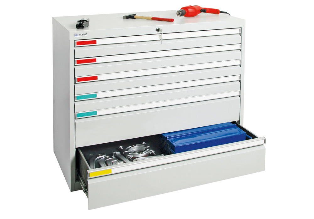 Drawer cabinet Movaflex 500, 6 drawers, light grey, W 1000 mm, H 900 mm - 1
