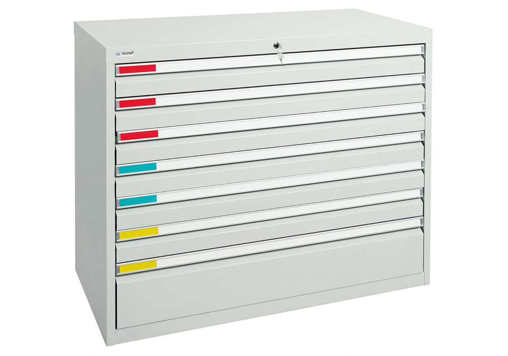 Drawer cabinet Movaflex 500, 7 drawers, light grey, W 1000 mm, H 900 mm - 1