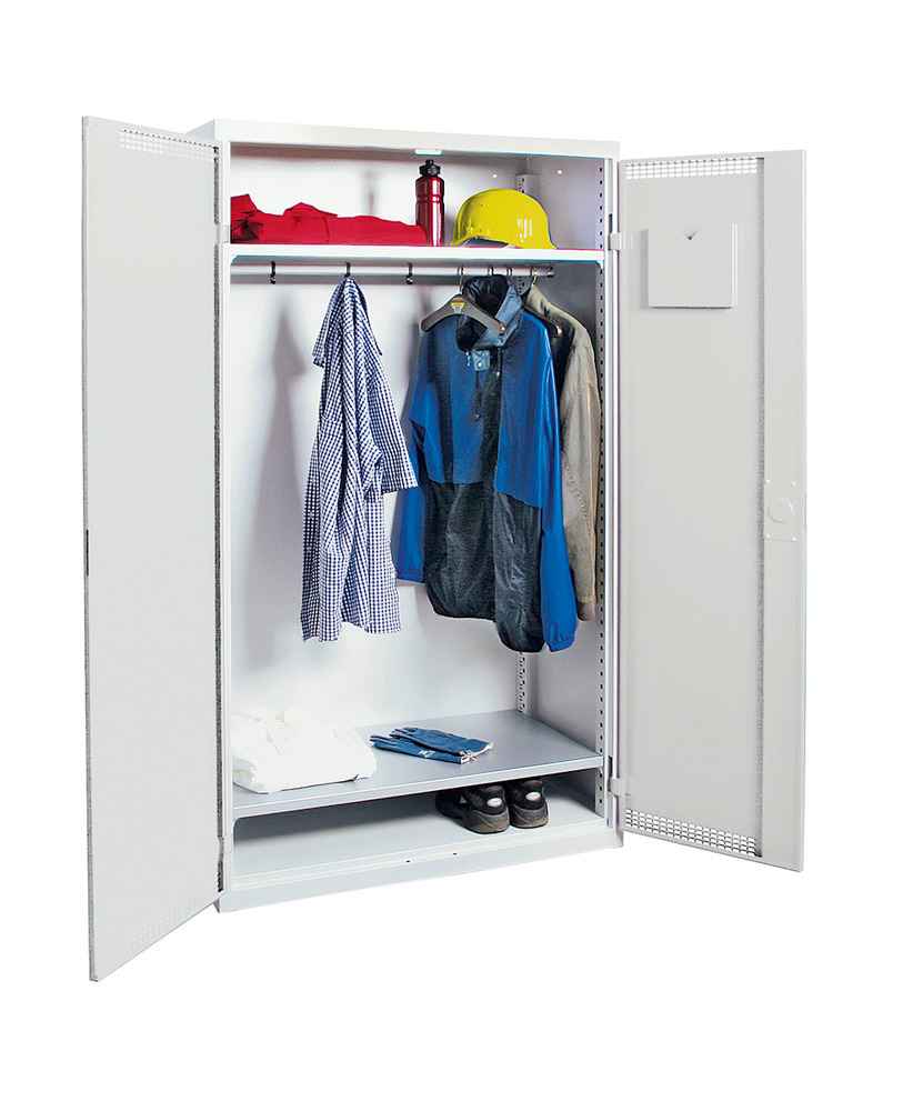 Taquilla guardarropa, 2 estantes, cuerpo y puertas gris claro, A 1000 mm, H 1800 mm - 1