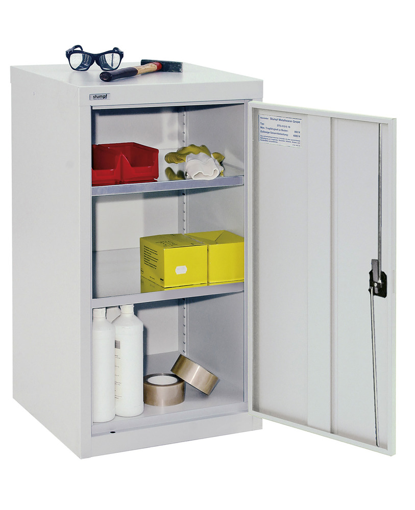 Wing door cabinet Esta, with galv. 2 shelves, body and door light grey, W 500 mm, H 900 mm - 1