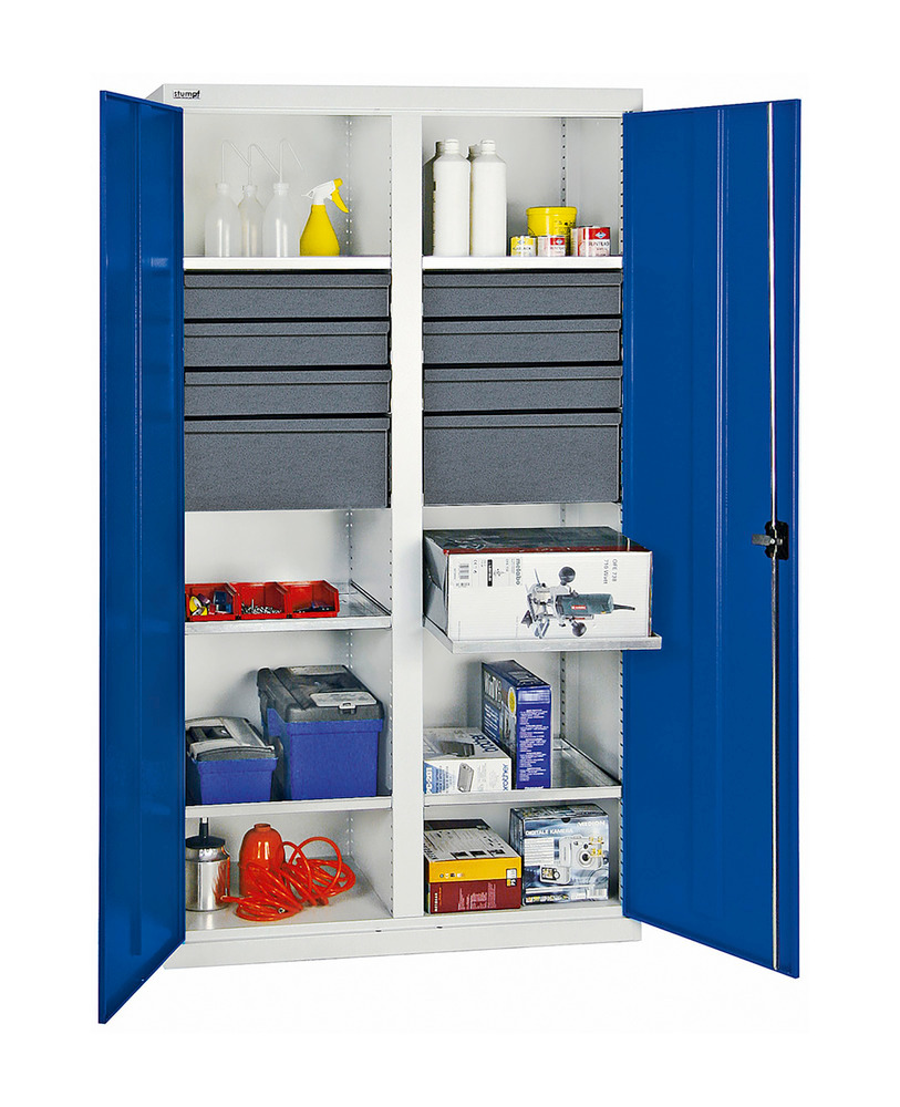 Tool and equipment cabinet Professional 3000, 8 drawers, 6 spill trays, grey/blue, W 1000 mm - 1