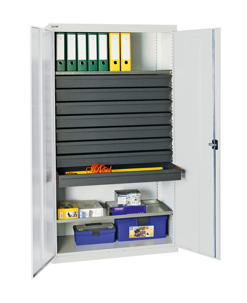 Tool and equipment cabinet Professional 3000, 8 drawers, 2 spill trays, grey, W 1000 mm - 1