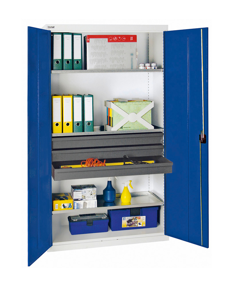 Tool and equipment cabinet Professional 3000, 3 drawers, 3 spill trays, grey/blue, W 1000 mm - 1