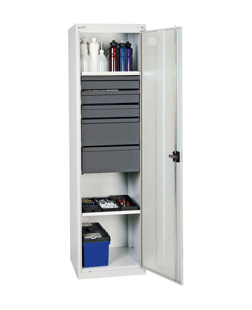Tool and equipment cabinet Professional 3000, 5 drawers, 2 spill trays, grey, W 500 mm - 1