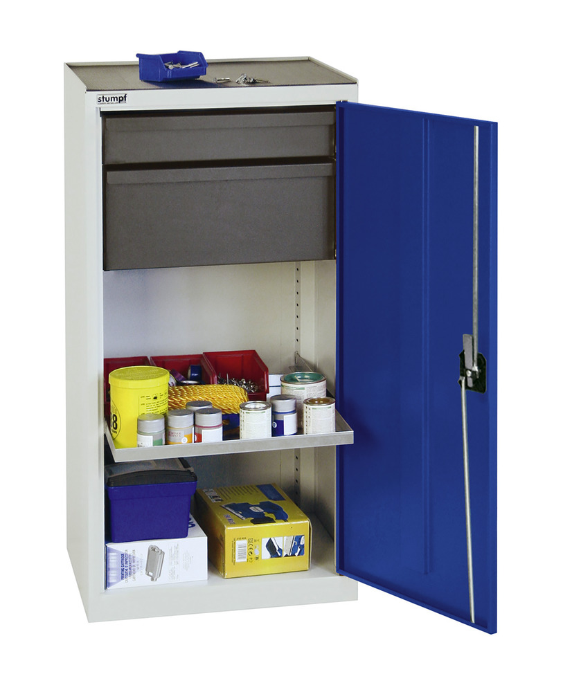 Szafa warsztatowa Professional 3000, 2 szuflady, 1 wannopółka, szaro-niebieska, 500 mm - 1