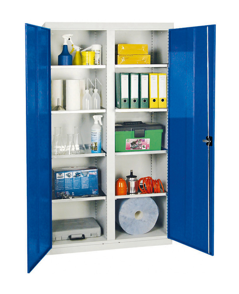 Armário ferramentas e materiais Professional 2000, 16 gavetas e 8 estantes, cinza/azul, A 1000 mm