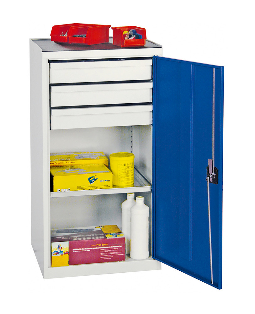 Armoire pour matériel Professionnel 2000, 3 tiroirs et 1 étagère, gris/bleu, L = 500 mm - 1