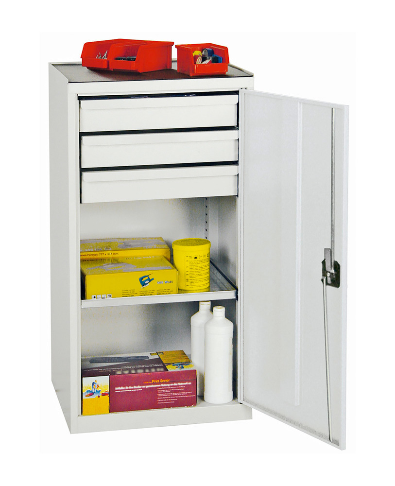 Szafa narzędziowa i materiałowa Professional 2000, 3 szuflady i 1 półka, szara, szer. 500 mm - 1