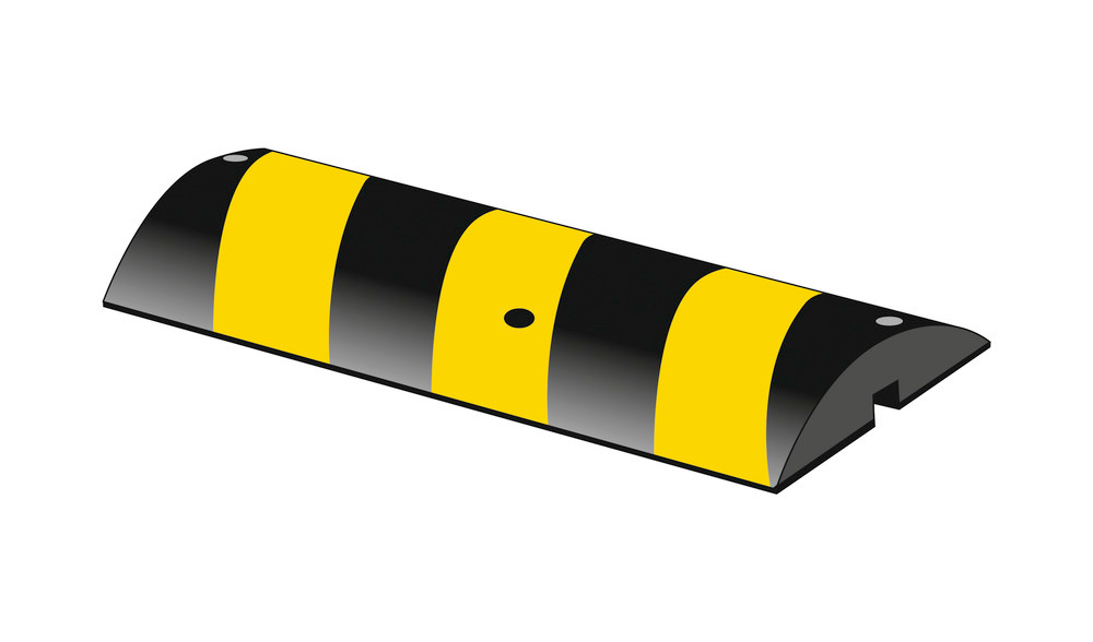 Easy Rider speed hump, H 55 mm, black recycled rubber with yellow reflective stripe, W 1800 mm - 2