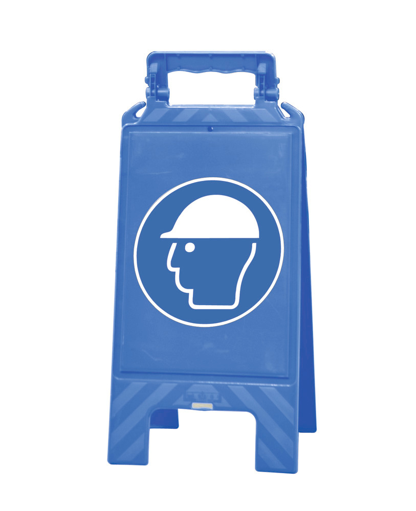 Biztonsági jelzőtábla kék, műanyag, rendelkező jel a biztonsági zónák jelölésére, fejvédelem - 1