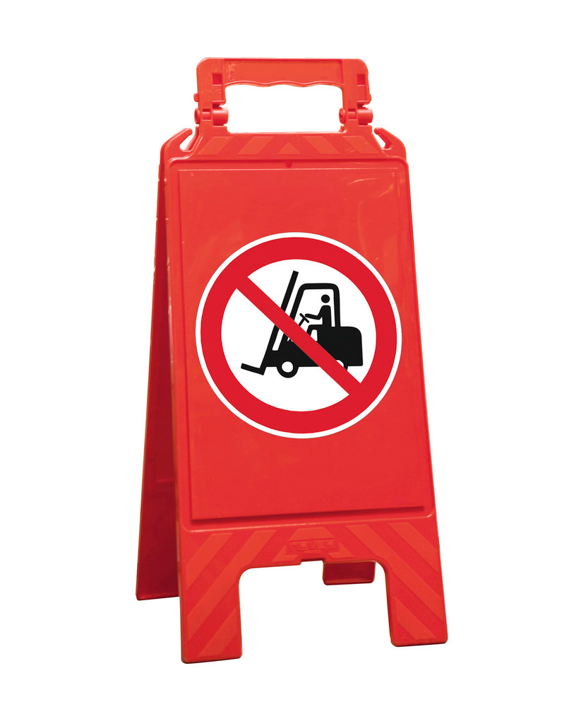 Chevalet d'avertissement, rouge, plastique, signalisation de zone d’interdiction, « gerbeur » - 1