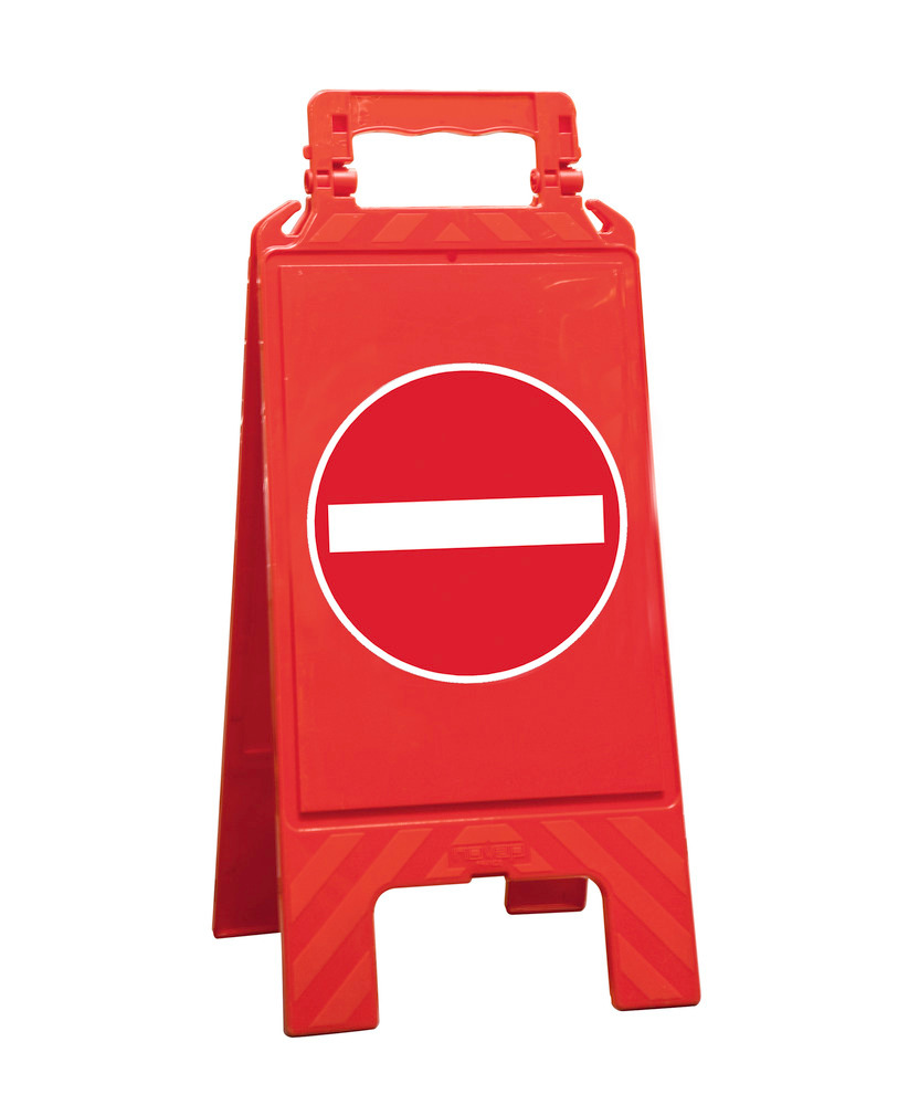 Biztonsági jelzőtábla piros, műanyag, tiltó jel a veszélyzónák jelölésére, behajtani tilos - 1
