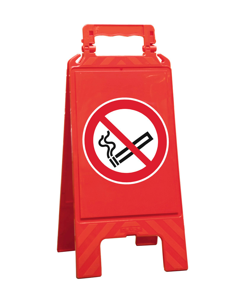 Chevalet d'avertissement, rouge, plastique, signalisation de zone d’interdiction, « non fumeur » - 1