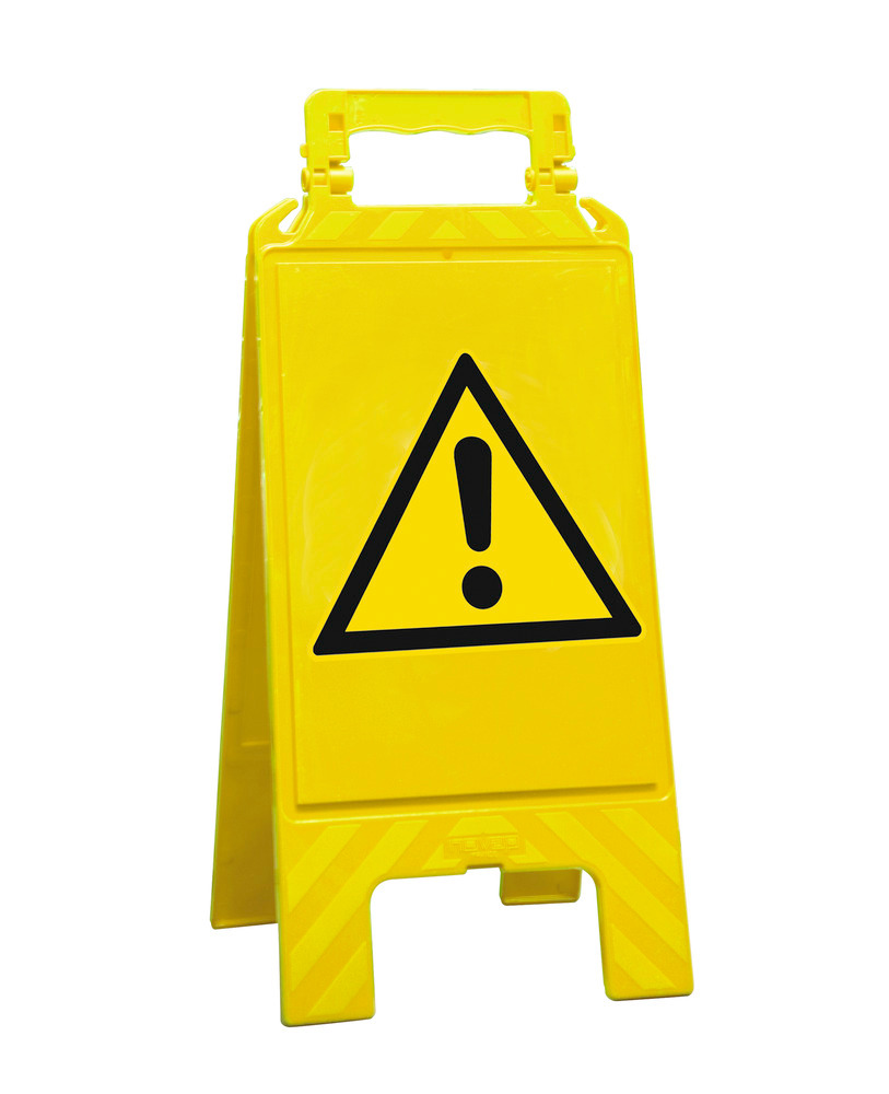 Biztonsági jelzőtábla sárga, műanyag, figyelmeztető jel a veszélyforrások jelölésére, felkiáltójel - 1