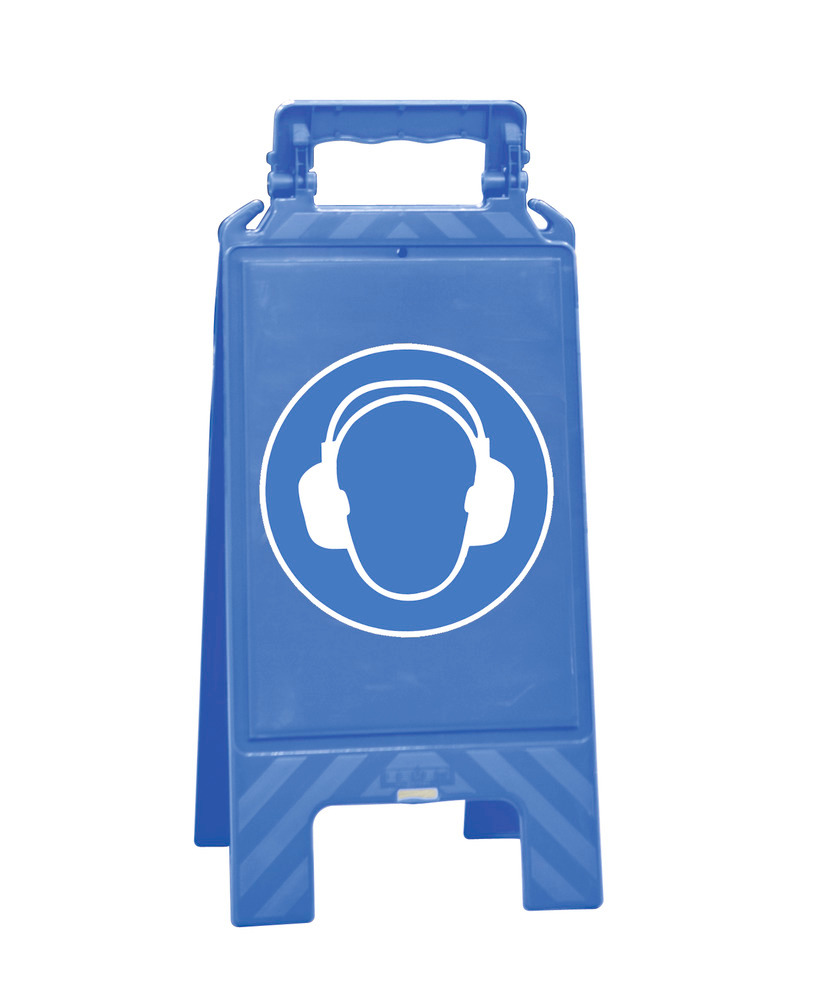 Chevalet d'avertissement, bleu, plastique, signalisation des zones obligatoires, protection auditive - 1