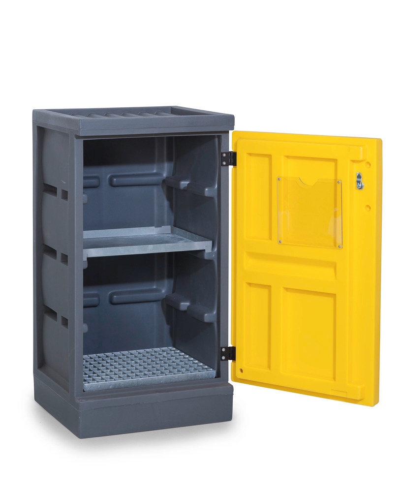 Environmental cabinet PolyStore, plastic, W 60 cm, 1 spill pallet, 1 grid galv., Model PS 611-1.1 - 3