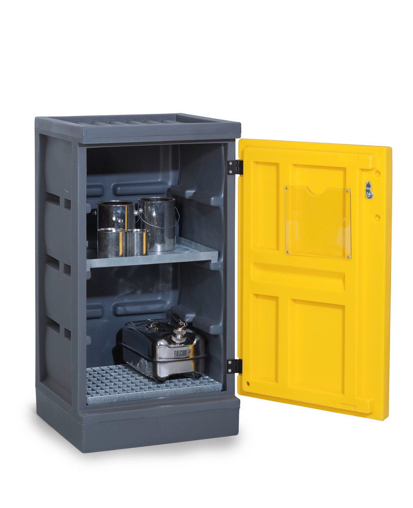 Environmental cabinet PolyStore, plastic, W 60 cm, 1 spill pallet, 1 grid galv., Model PS 611-1.1 - 1