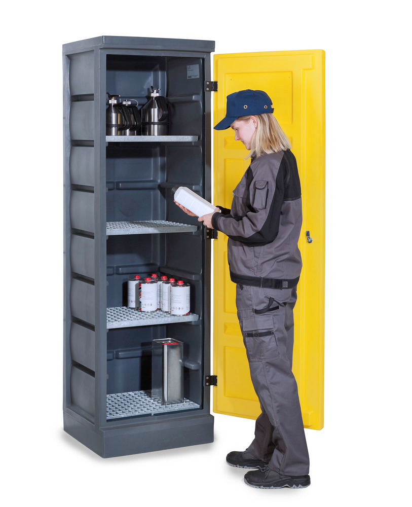 Armoire de sûreté PolyStore, plastique, L 60 cm, 4 caillebottis galv, type PS 620-4 - 1