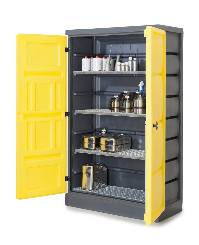 PolyStore Chemical Storage Cabinet - Galvanized Shelf - W 120 cm - Compliant Sump - PS 1220-4 - 3