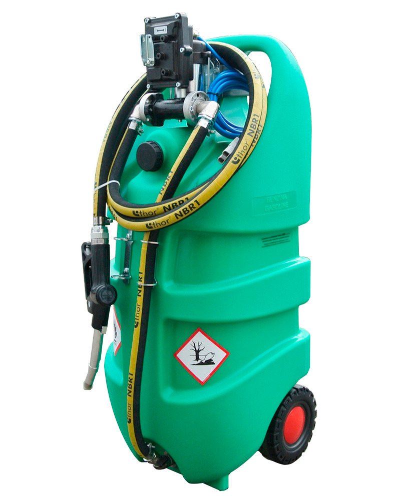 Depósito portátil tipo caddy para gasolina en versión ATEX, volumen de 110l, bomba eléctrica de 12V - 1