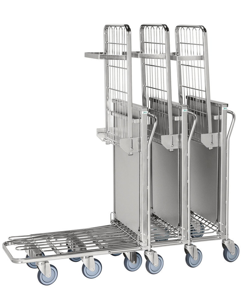 Stores trolley KM, stackable, galv., 2 shelves, auto height adjust, 300 Kg, 960x525 mm,brake - 2