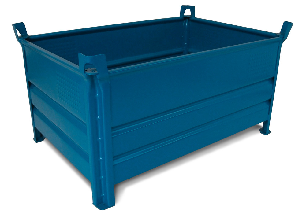 Stacking container SP 8010 Profi in steel, 400 litre volume, blue - 1