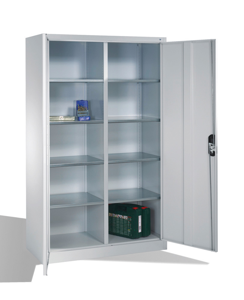 Tooling and equipment cabinet Cabo, wing doors, 10 compartments, W 1200, D 500, H 1950 mm, grey - 2